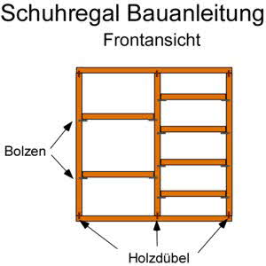 Schuhregal selber bauen: Bauanleitung Frontansicht Schuhregal selber bauen: Bauanleitung Frontansicht