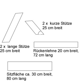 Einzelteile der Holzbank Einzelteile der Holzbank